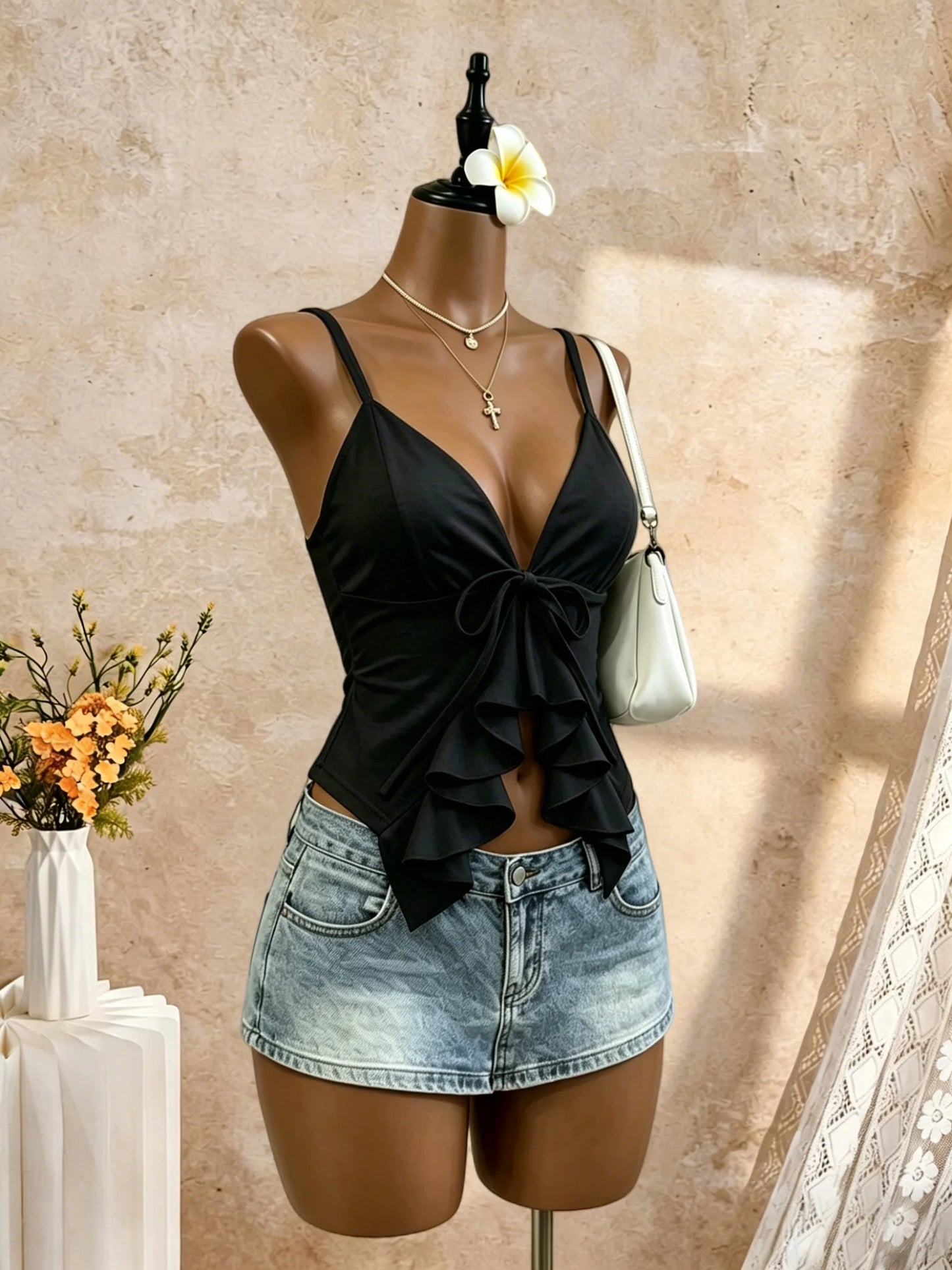 V-Neck Front Tie Camisole